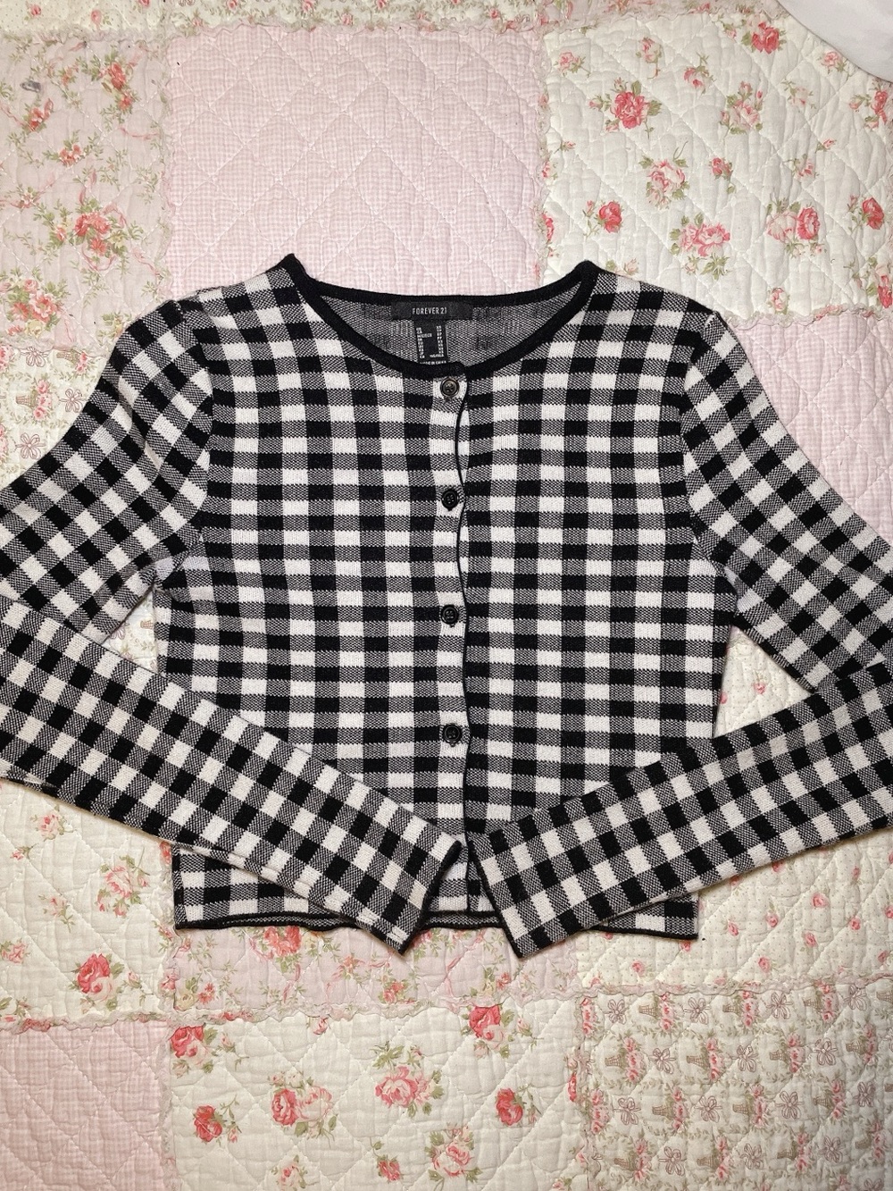 Forever 21 Black and White Gingham Cardigan